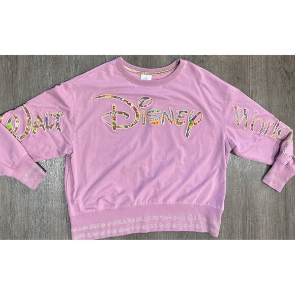 50th Anniversary Walt Disney World Shirt  Sweatshirt Womens L Crop Pink Bling - Picture 1 of 10